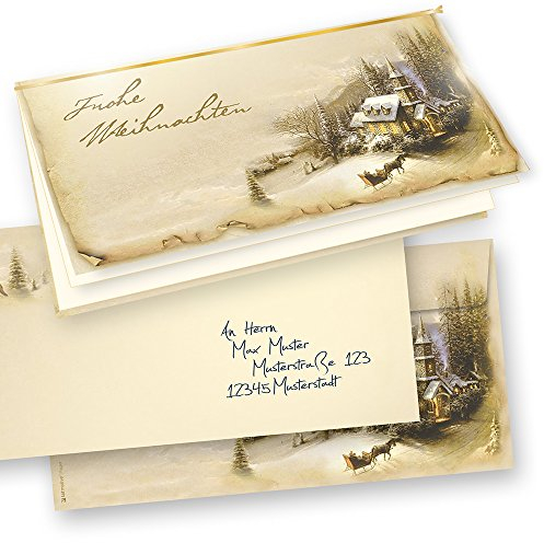 tatmotive 50-er Set Weihnachtskarten Klappkarten Grußkarten Set Motiv Winteridylle Frohe Weihnachten + Umschlag geschäftlich selbst bedrucken