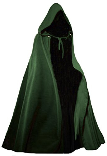 Dark Dreams Gothic Mittelalter LARP Langer Kapuzenumhang Cape Unisex Sinistra, Farbe:grün, Größe:Freesize