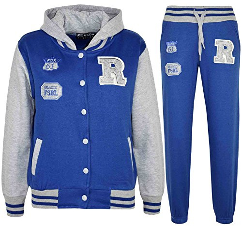 A2Z 4 Kids Bambini Ragazze Ragazzi Baseball Tuta - T.S Baseball Fox Royal & Grey 7-8