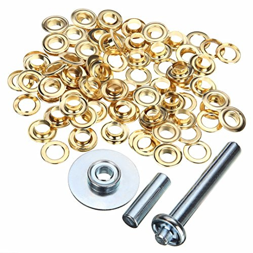 Trimming Shop Goldene Ösen mit drei Handwerkzeugen für Planen, Stoff, Zelt, Vinyl-Banner, 50 x 12,5 mm