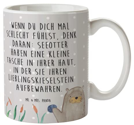 Mr. & Mrs. Panda Tasse Otter Stein - Geschenk, Otter Seeotter See Otter, Kaffeetasse, Seeotter, Pflanzen, Teetasse, munter, Tasse mit Motiven,