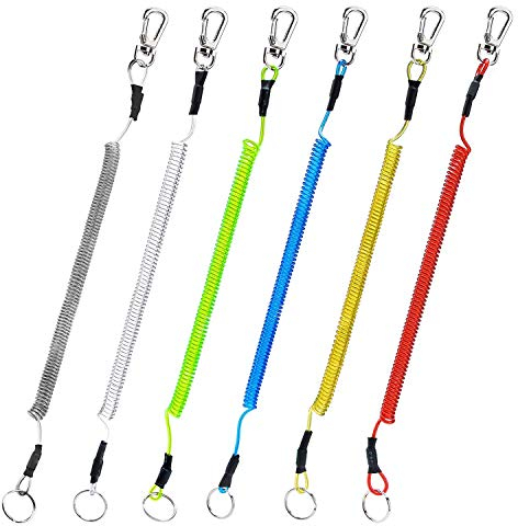 Booms Fishing T04 Fishing Coiled Lanyards with Spiral Retractable for Fishing Pliers/Tools