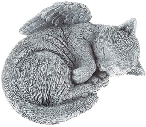 Pure Garden Gedenkstein für Katzen, friedliches schlafendes Kätzchen, Engelsstatue für Garten, Gedenken, Grabmarkierung und Verlust, Geschenk für Haustiere (grau)