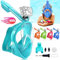 HINATAA Máscara de Buceo para Niños, 180 °Máscara de Snorkel de Cara Completa Infantil, Anti-vaho Anti-Fuga Máscara de Gafas Compatible con Cámara, Adecuado para Niños de 4 a 12 Años(Verde Azul)