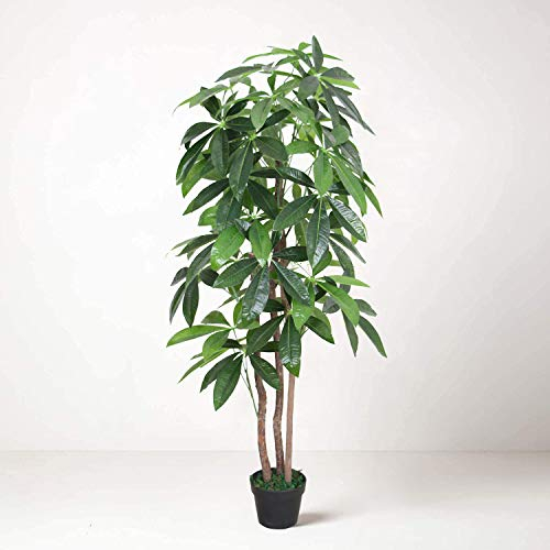 Tradala 4'11 Lush Artificial Tree Large Fortune 150cm / 4ft 11 Tall with Real Wood Trunk - For Home Living Room Indoors