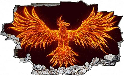 3D Look Wandtattoo Wand Durchbruch Wandbild Sticker Aufkleber Wandaufkleber - Phönix Vogel 80x125cm
