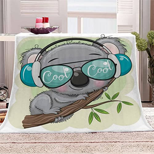 Kuscheldecke bettüberwurf wohndecke Koala 3D Effekt Extra Weich Flanelldecke TV Decke 130x150 cm Cartoon-Koala Waschbar Sofadecke Wohnzimmerdecke Couchdecke mit Muster für Teenager