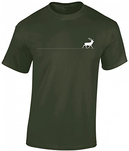 Jäger T-Shirt Männer - Walking Deer - Jagd Tshirt Herren - Geschenk Kleidung Zubehör (Army S)