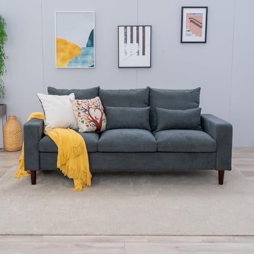 Panana 3-Seat Sofa Couch with Reversible Back Cushions Modern Fabric Sofa 3 Seater Couch for Small Apartment