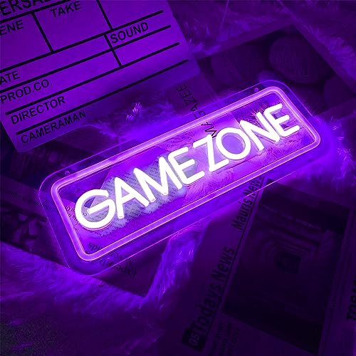 Game Zone Panneau néon pour décoration de salle de jeux, décoration de chambre de fille, alimentation USB, cadeau pour adolescents, filles, enfants (violet)