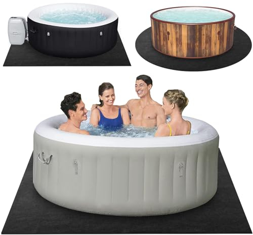 TIXANF 203,2 x 203,2 cm große Whirlpool-Matte, aufblasbares Whirlpool-Pad für den Innen- und Außenbereich, wasserabsorbierend, rutschfest, tragbares Spa-Pool-Zubehör zum Schutz des Whirlpools vor