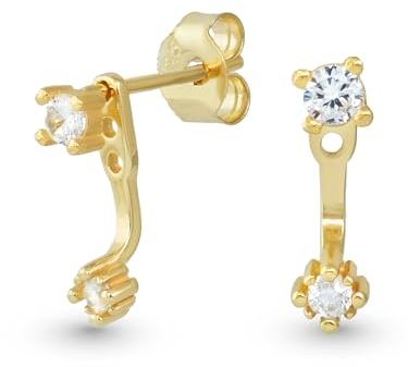 UNIQA Jewels - 925 Sterling Silber Damenohrringe, Sicherheitsnadel-Ohrringe, 18K Gold und Rhodium Plattiert, Hypoallergene Cubic Zirkonia Stein-Ohrringe