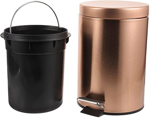UKCOCO Mülleimer mit Pedalen Mülleimer Badezimmer Mülleimer Küche Mülleimer Mülleimer Pedal Korb Pedalkorb Industrie-Stil Eisen Büro Roségold