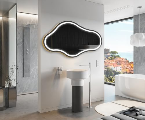 Artforma Badspiegel mit Beleuchtung - Asymmetrischer Spiegel - 174x94 - Led Spiegel Bad - Unregelmäßiger Form - Badezimmerspiegel Nach Maß - Modernes Design - Mit Rahmen