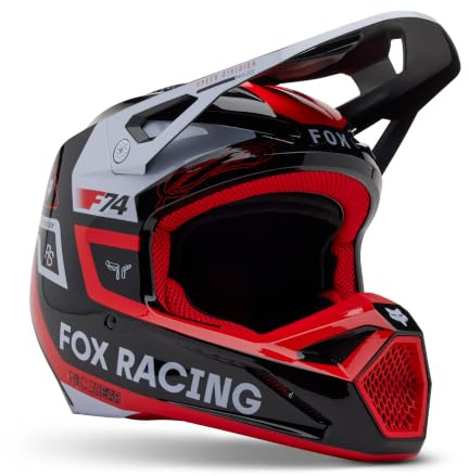 Fox Junior V1 Race Spec Casco Fluorescente Rojo YM