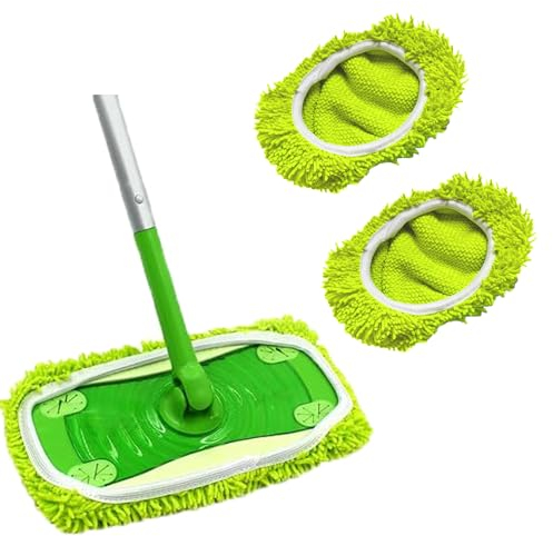 2 Stück Tücher für Swiffer Bodenwischer,Wiederverwendbare Bodenwischer Wischmopp Bezug,25,4x11,5cm,Nachfüllpackungen für Mop Pads, Nass- und Trockengebrauch Universell für Alle Bodenarten - Chenille