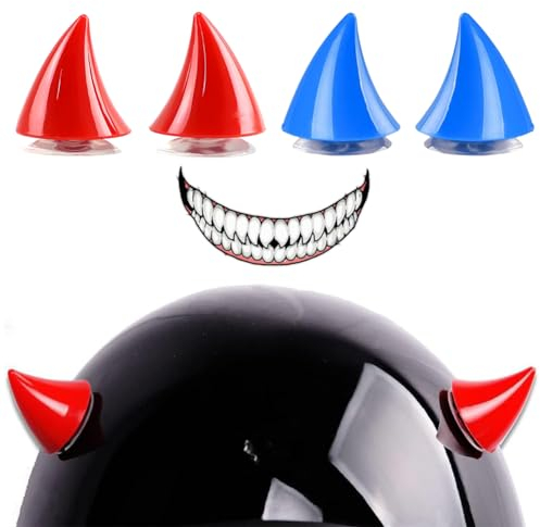 Motorradhelm Hörner,Motorrad Helm Hörner Eckdekoration,Motorradhelm Devil Demon Horn,Saugnapf Horn Helm Dekoration,Motorradhelmhorn,Helm-Hörner Teufelshörner mit Saugnapf,4 Stück