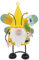 L & P Home & Gifts Ornaments, Metal, Yellow Gnome with Flower, One Size