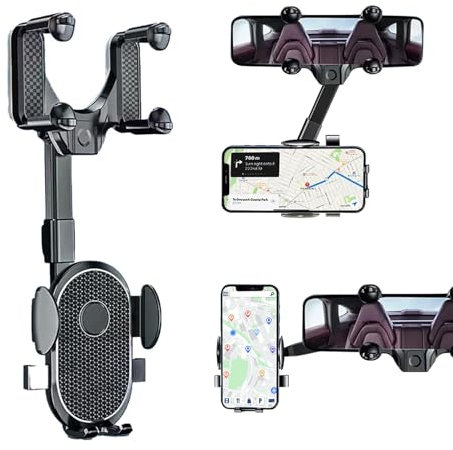Thoquene Handyhalterung Autospiegel, Handyhalter Rückspiegel, Universal 360 ° Schwenkbarer Handyhalterung Auto Spiegelhalter