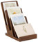 FINGERINSPIRE Présentoir de Brochures en Bois à 4 Niveau 16.7X11.5X19.6Cm Support D'Affichage de Littérature de Couleur Marron Noix de Coco pour Dépliants Cartes de Visite Brochures de Cartes Postales