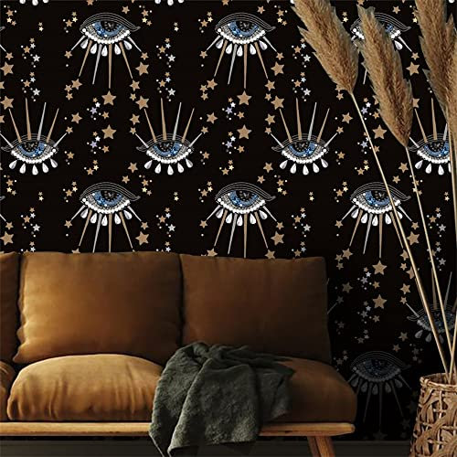 Papier Adhesif pour Meuble Étoiles Yeux Bleus Papier Peint Adhesif Mural Vinyle Papier Collant pour Meuble Imperméable Papier Peint Autocollant Mur Papier Peint Adhesif 2P (40x100 cm)