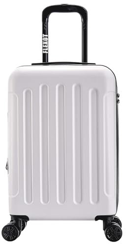 Flexot® F-3045 | Koffer mit V-Erweiterung | Alu-Teleskopgriff | 360° Räder leise rollend | Bordcase | Kabinengepäck | Reisekoffer | Trolley | (Weiß, M, Handgepäck)