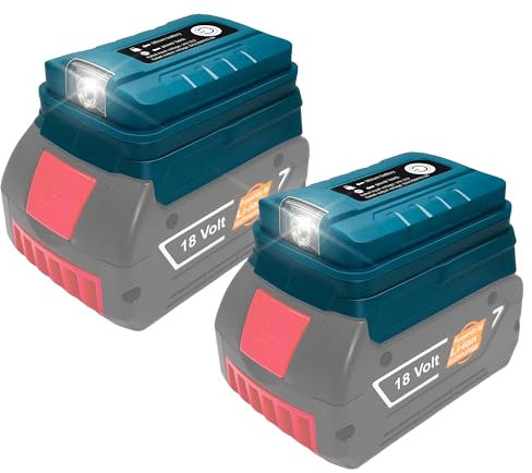 2 PCS Akku-Adapter konverter für Bosch 18V(GBA)LXT Li-Ion Akku,USB und Typ-C Batteriebetriebene Steckdose und LED-Leuchten für Arbeit, Wohnmobil, Camping und Reisen, nur Werkzeug