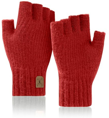 JUNRUI Fingerlose Handschuhe, Handschuhe ohne Finger Winter Warme Strickhandschuhe Arbeiten Camping Wandern Laufen Radfahren Fahren für Herren und Damen