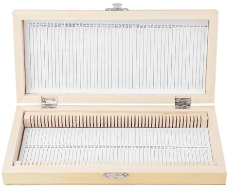 Hoite Wooden Microscope Slide Storage Box 23x10.7x3.5cm Holds 50 Prepared Slides Pure Solid Wood Handmade with Numbered Slots