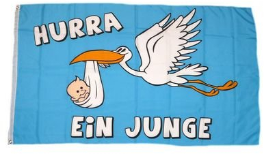 Fahne/Flagge Hurra ein Junge! 90 x 150 cm