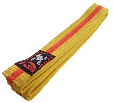 Karategürtel gelb-orange-gelb Mittelstreifen Judogürtel Taekwondogürtel (300)