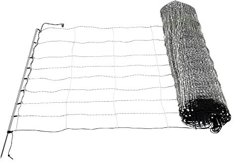 horizont Schafnetz - turbomax extra - Weidenetz Schaf weiß, Höhe 90cm, Länge 50m, Einzelspitze 14 Pfähle, Elektrozaun Schafe, Schafszaun, Weidezaun - perfekt für den Schutz Ihrer Schafe