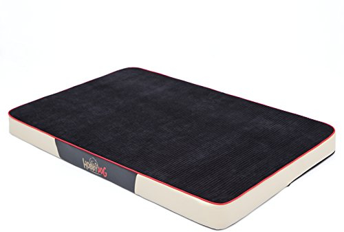 DOGGY Hobbydog XLMPRBSB4 Hundematratze Hundebett Hundesofa Hundekorb schwarz Kord mit Kunstleder, XL, 120 x 80 x 8 cm, beige