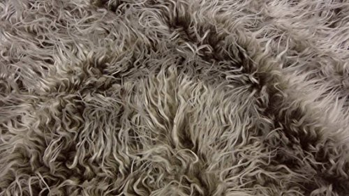 Fabrics-City DUNKELBRAUN/WEIß EXTREM LANG ZOTTELFELL ~MONGOLISCHER PELZSTOFF STOFF, 2981