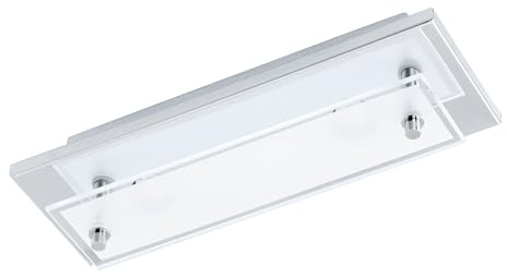 EGLO LED Deckenlampe Frades, Deckenleuchte, Edelstahl, Alu in chrom | Glas satiniert in weiss, klar warmweiß