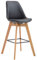 CLP Tabouret de Bar Metz en revêtement Similicuir Bien rembourré, Chaise Haute à Dossier et pietement Quatre Pieds Bois avec Repose-Pieds en mét, Couleur:Noir, Couleur du Cadre:Natura