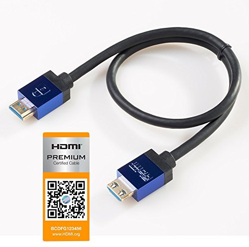 SlimHDMI 0.5m (50cm) Premium Certified HDMI Cable with Secure Lock Connector (4K Ultra HD, Gold Plated, 1080p, 3D, High Speed, ARC)