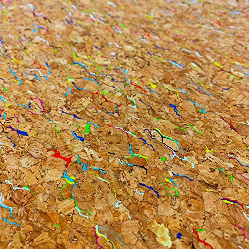 Natürlicher Kork PU Lederstoff für Basteldekoration Zubehör Taschenmaterial 54 Zoll 137 cm Breit - Verkauft Pro Halben Meter (Regenbogenkorn)