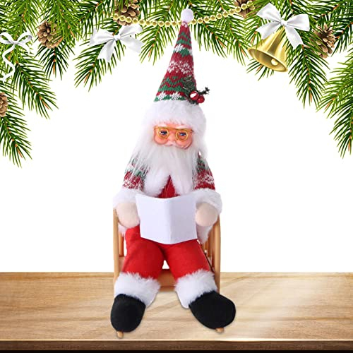 Santa Claus sitzende Puppen | Interne handgefertigte Weihnachtsmannfiguren mit Geschenktüte, Buch - Schreibtisch Deko Weihnachtsmann Glückssymbol für Freunde,