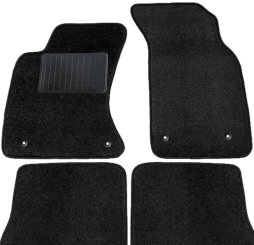 moto-MOLTICO Fußmatten Auto - Velours Autoteppiche passend für Audi A4 B5 (1995-2001) - 4-teiliges Set - Schwarze Automatten mit Schwarzen Ziernähten