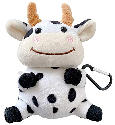 SGVAHY Flauschige Hülle, kompatibel mit Airpods 1 & 2, niedliche Kuhe, weiches Fell pelzig, Kawaii Fun Cool Mini Airpods Cover Case mit Schlüsselanhänger Wireless Charging Box Airpods 1 & 2 (Kühne)