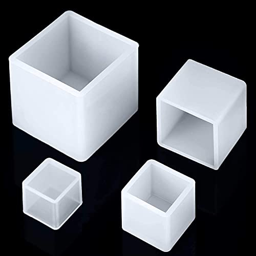 Stampo quadrato in resina,Stampo in silicone trasparente, 4 pezzi stampo quadrato in resina cubo stampi in silicone stampi per colata in resina per fabbricazione artigianale fai-da-te, 4 dimensioni