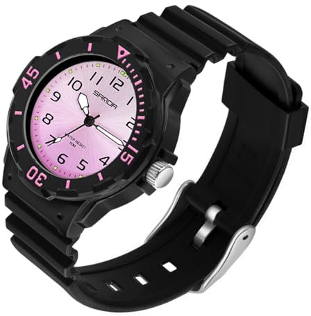 AIMES Montre de sport étanche pour femme - Minimaliste - Simple - Analogique - Tendance - Décontractée - Or rose - Rose, Rose noire., montre femme