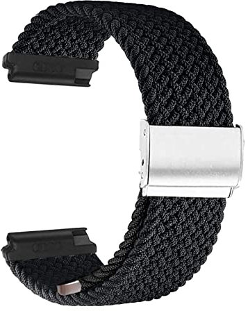 YOOSIDE Nylon Weiches elastisches Armband für Garmin Vivoactive 4S / Vivomove 3S / Venu 3S / 2S, Geflochten Loop Uhrenarmband mit verstellbarem Verschluss aus Edelstahl für Forerunner 265s (Schwarz)