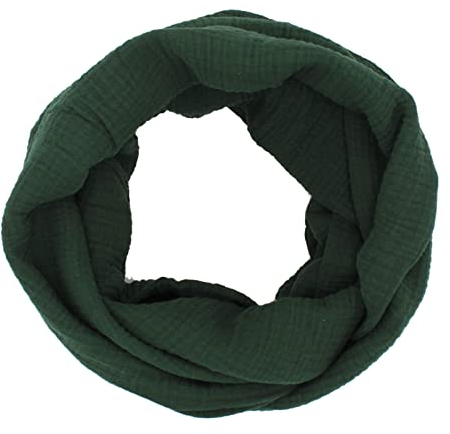 Turnanzug-GymStern Musselin Loop Schal Schlauchschal 100% feine Baumwolle ca. 35x130 cm Damenhalstuch Halstuch Damen Frauen (dunkelgrün)