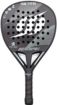 SideSpin Pala padel hombre - mujer - niño Silver Pro 3K Full Carbon Arenosa, Consigue Potencia Control Efecto, Unisex Adulto, Plateado Negro, Universal, TU EU