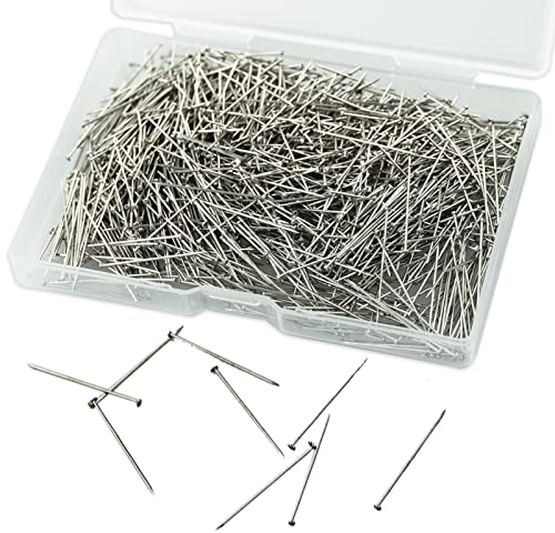 LAMXD 1100 Pieces 1 Straight Sewing Pins for Dressmaker Jewelry Making, Satin Thin Head Pins for Sewing and Crafts