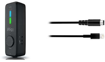 IK Multimedia iRig Pro I/O - Interface Audio MIDI Mobile, 24-bit/96kHz, Son de Qualité, Compatible avec Smartphone, Tablette et Ordinateur, Câble Lightning/mini-DIN inclus