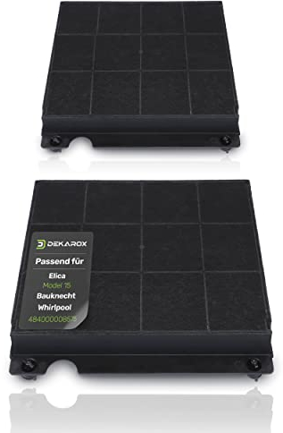 DEKAROX Lot de 2 filtres à charbon actif pour Elica Model 15 Whirlpool Bauknecht 484000008575 AEG Electrolux 902980045/6 pour hotte aspirante