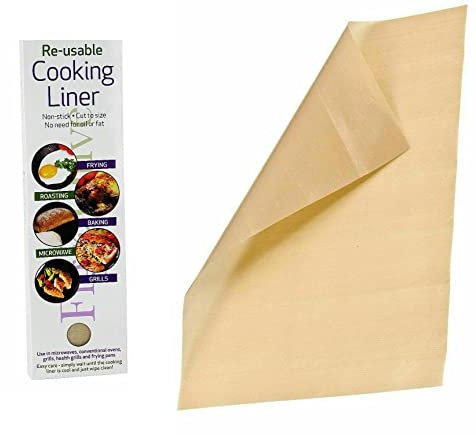 Pack of 3 Reusable Cooking Liner, Non Stick, Cut to Size Protector Sheet for Gas/Electric Oven, Microwave, Pans, Baking Trays, Grill| Heat Resistant Up to 260°C| Washable| Multi Purpose| 25cm x 33cm